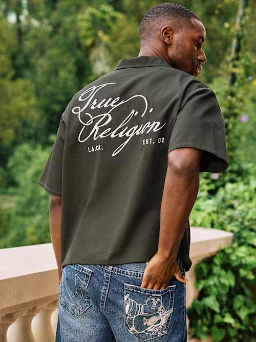 DOUBLE POCKET ZIP UP CAMP SHIRT