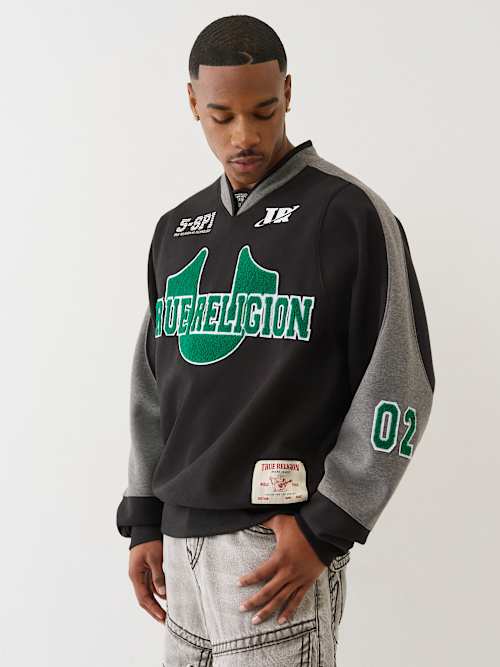 SHOP FLEECE LOGO VARSITY SWEATER