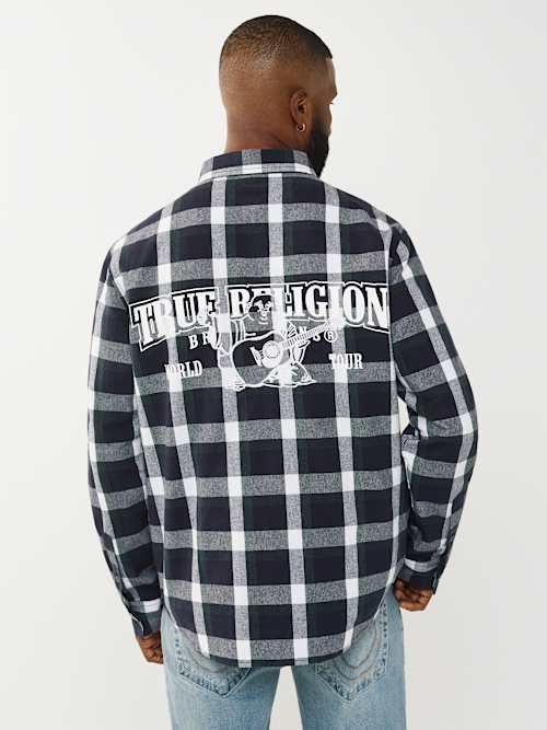 ФЛАНЕЛЕВАЯ РУБАШКА В КЛЕТКУ С АРОЧНЫМ ЛОГОТИПОМ