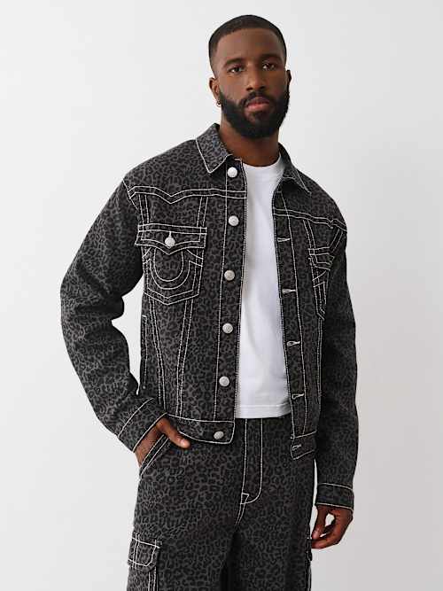 JIMMY OVERSIZED LEOPARD BIG T DENIM JACKET