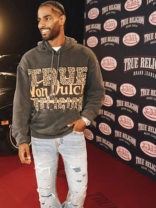 ТОЛСТОВКА С ЛОГОТИПОМ TRUE RELIGION X VON DUTCH С ЛЕОПАРДОВЫМ ПРИНТОМ