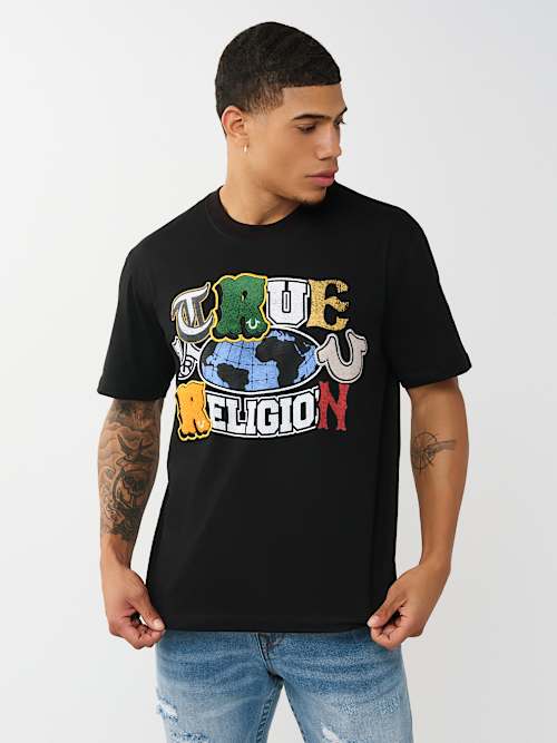 ФУТБОЛКА С НАШИВКОЙ С ГЛОБАЛЬНЫМ ЛОГОТИПОМ