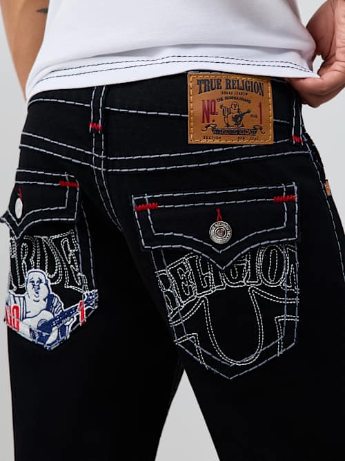 超希少　edwin 黒ステッチ32 truereligion flexwitme RICKY EMBROIDERED SUPER T FLAP STRAIGHT JEAN 34