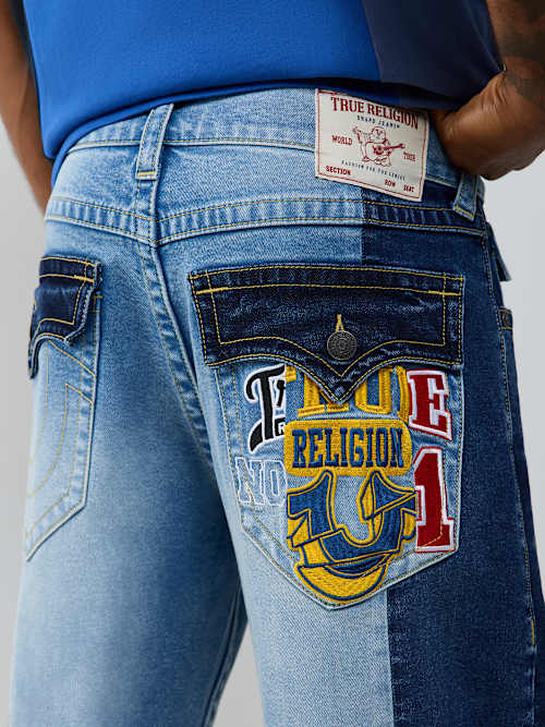 Bobby Spliced Embroidered Flap Baggy Jean 32