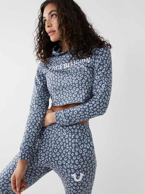 УКОРОЧЕННАЯ ТОЛСТОВКА С КАПЮШОНОМ С ПРИНТОМ ГЕПАРДА