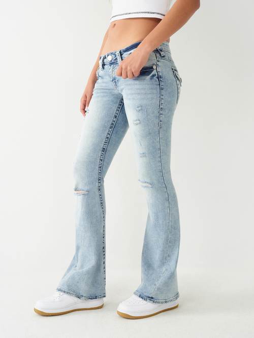 Buy True Religion Women Mid-Wash CARRIE Distressed Low-Rise Flare Jeans for  Women Online