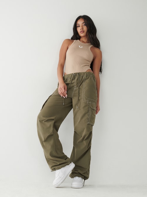 True Religion High Waisted Slim Fit HS Jogger Sweatpants cargo back pocket  Women