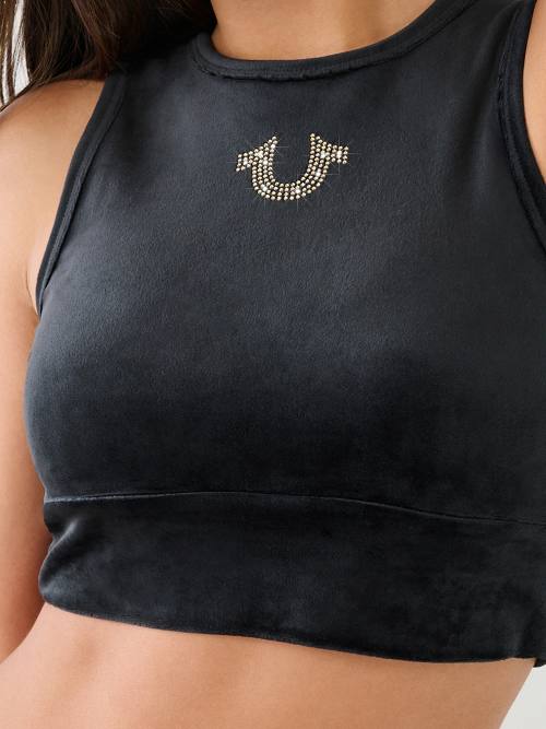 CRYSTAL VELOUR CROP TANK