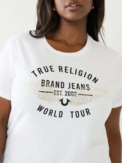 WORLD TOUR RETRO CRYSTAL SLIM CREW LOGO TEE