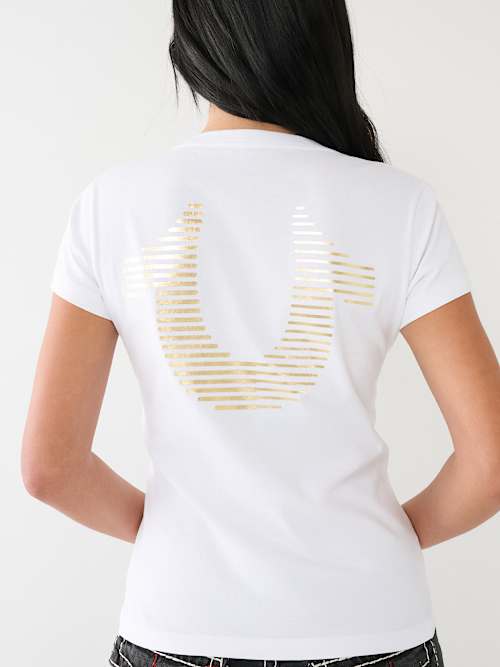 Футболка с логотипом HS в металлическую полоску