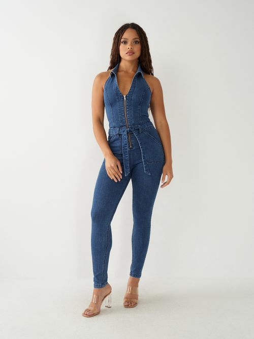 ZIP DENIM JUMPSUIT