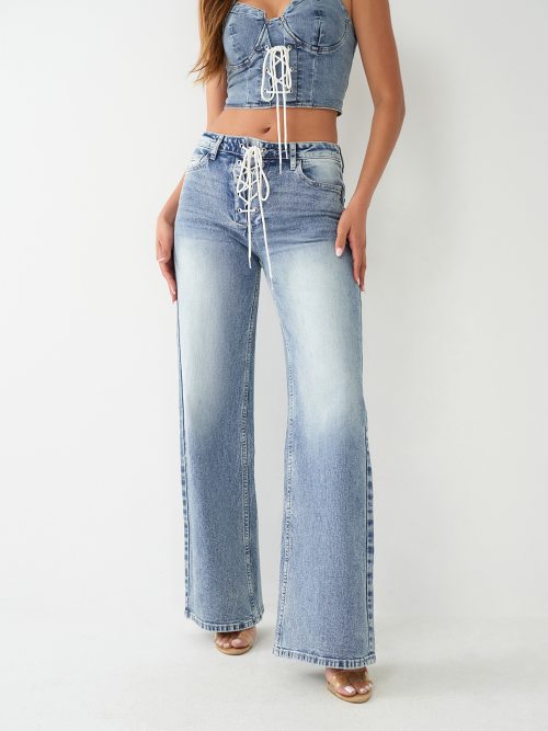 LEILA HIGH RISE LACE UP JEAN