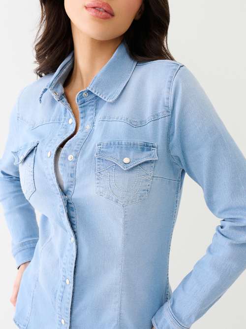 Denim Shirt Women Ladies Long Sleeve Tops Mesh Shirt Cami Tops for