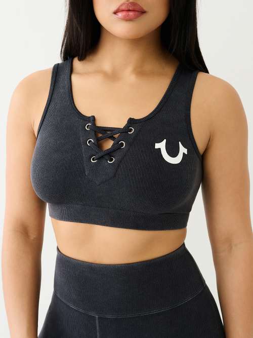 LACE UP SEAMLESS SPORTS BRA