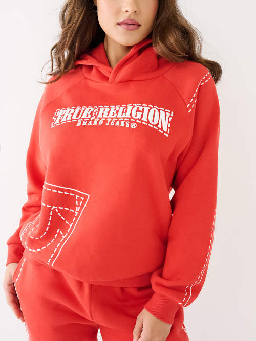 True religion hoodie discount red and white