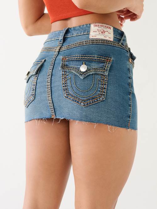 SADIE DENIM SADDLE STITCH MINI SKIRT