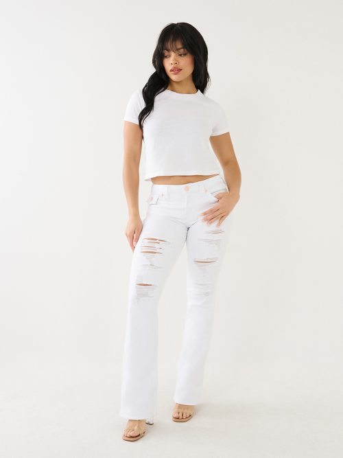 BECCA DISTRESSED MID RISE BOOTCUT JEAN