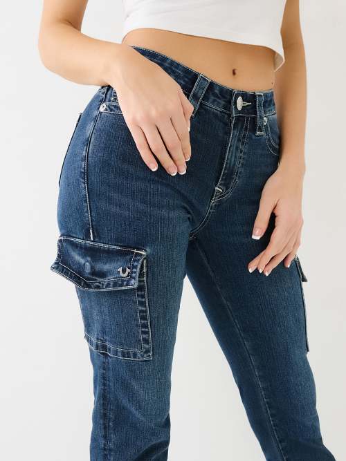 DENIM SLIT HEM CARGO JEAN