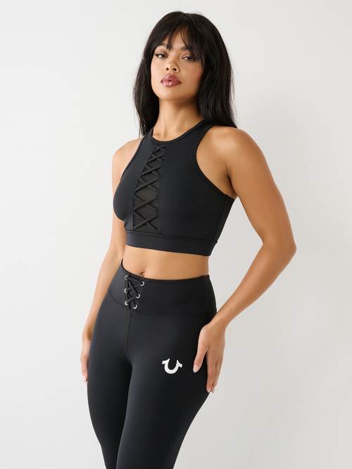 Lace Up Sports Crop Top & Leggings Set