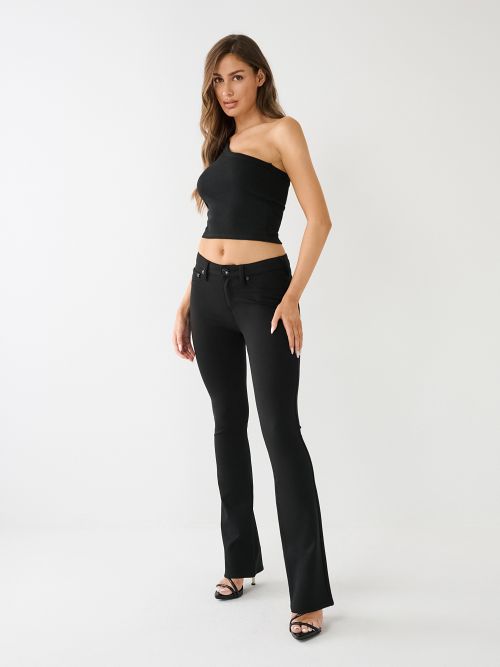 BECCA PONTE MID RISE CURVY BOOTCUT PANTS