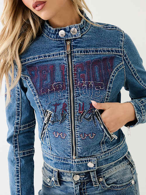 УКОРОЧЕННАЯ ДЖИНСОВАЯ КУРТКА TRUE RELIGION