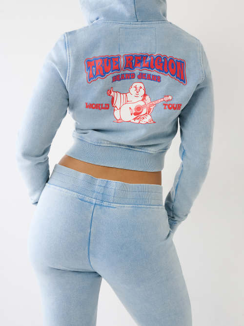 BIG T LOGO CROP HOODIE