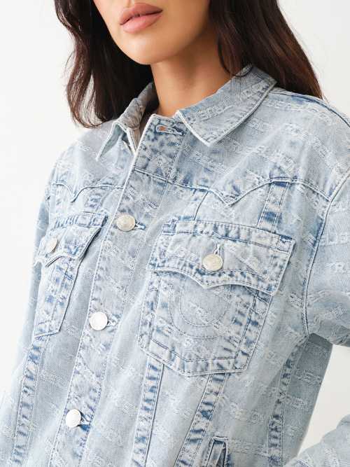 JIMMY MONOGRAM OVERSIZED DENIM JACKET