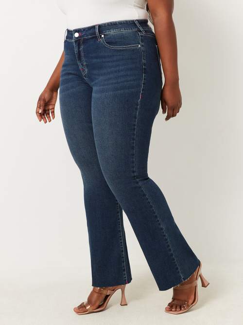 PLUS BECCA MID RISE RAW HEM BOOTCUT JEAN