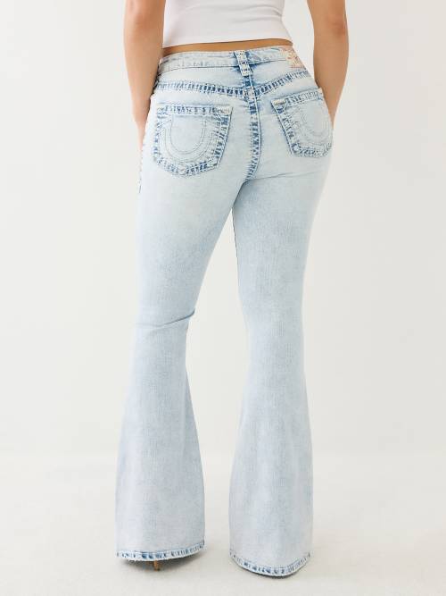 Buy True Religion Women Mid-Wash CARRIE Distressed Low-Rise Flare Jeans for  Women Online