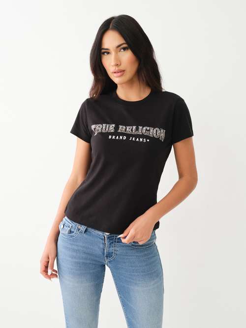 CAMISETA EN DEGRADADO CON LOGOTIPO EN CRISTALES