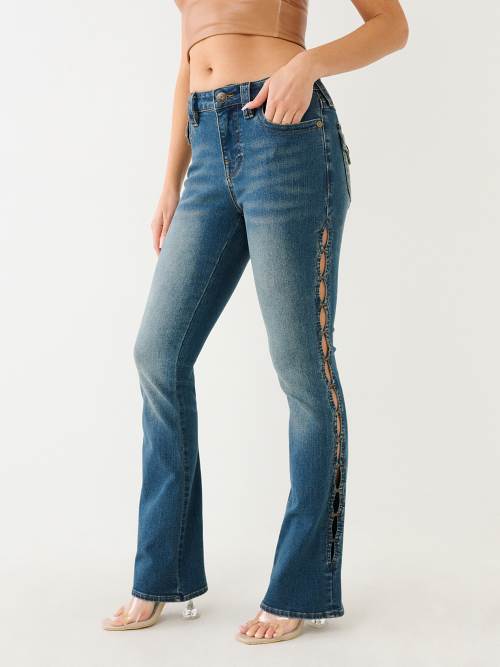 Vintage Y2K Jeans, Lace up Denim Jeans, Bootcut Jeans, Denim Flares. UK 6 -   Canada