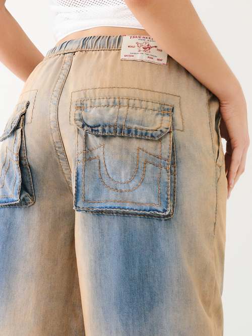 True Religion Brand Jeans Women's Cut Out Denim Corset, Hydrangea