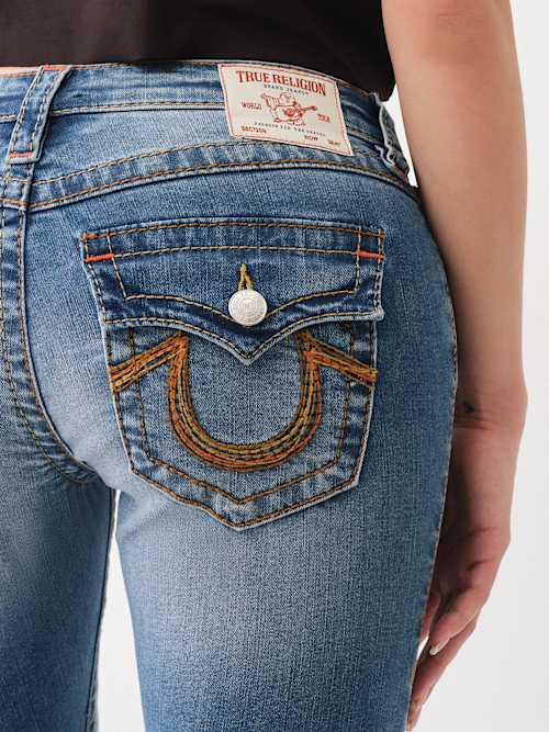 РАСКЛЕШЕННЫЕ ДЖИНСЫ С РАДУЖНОЙ СТРОЧКОЙ ОТ ДЖОУИ