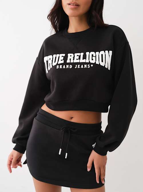 NWT True Religion Crew deals Neck Cropped Sweater