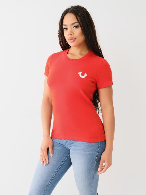CAMISETA DE CUELLO REDONDO CON LOGOTIPO DE HERRADURA CON CRISTALES