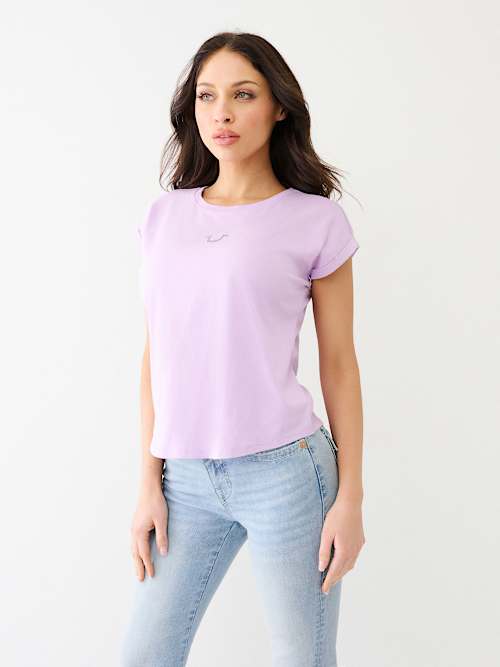 ФУТБОЛКА С ВЫШИТЫМ ЛОГОТИПОМ НА МАНЖЕТЕ РУКАВА