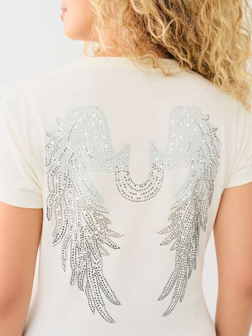 ФУТБОЛКА В ФОРМЕ ПОДКОВЫ С ХРУСТАЛЬНЫМ КРЫЛОМ