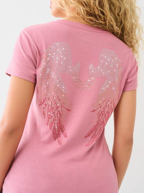 CAMISETA CON HERRADURA Y ALAS CRISTAL