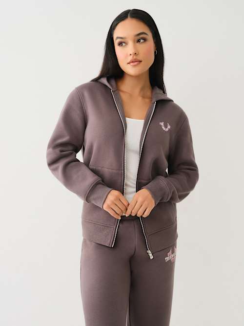 STUDDED BOYFRIEND ZIP HOODIE