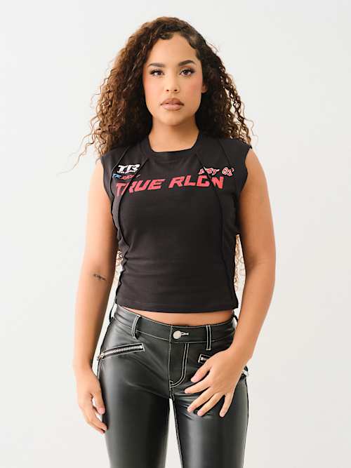 ТОП С РУКАВАМИ-КАПЕЛЬКАМИ И ЗАСТЁЖКОЙ