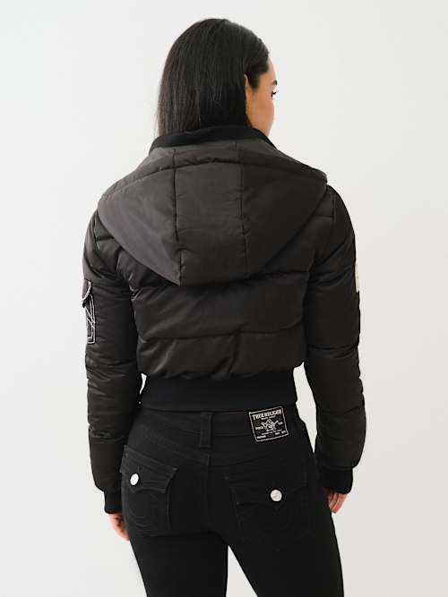 CROP HOODED PUFFER JACKET