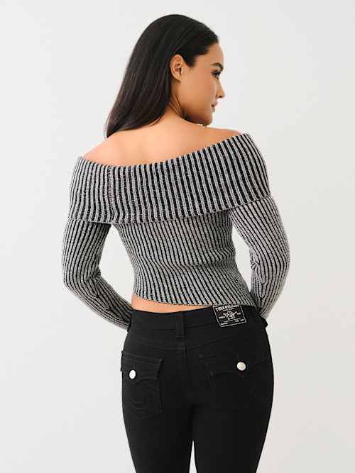 RIBBED OFF THE SHOULDER SWEATER