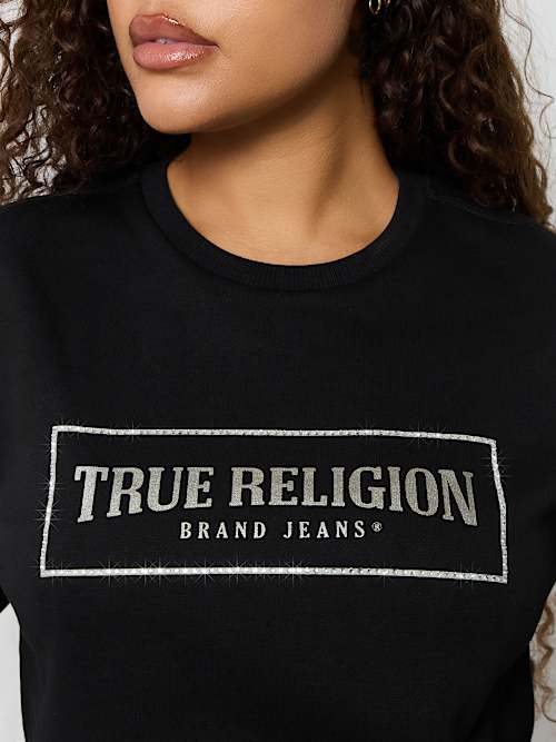 CRYSTAL METALLIC LOGO CREW SWEATSHIRT