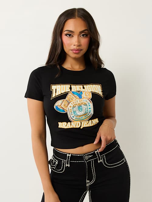 CRYSTAL BLING RING LOGO BABY TEE