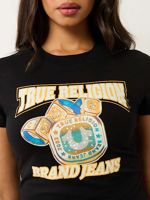 CRYSTAL BLING RING LOGO BABY TEE