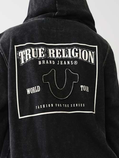 Acid Wash Big T Boyfriend Zip Hoodie | True Religion
