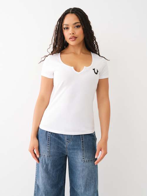 CRYSTAL METALLIC BUDDHA NOTCH TEE