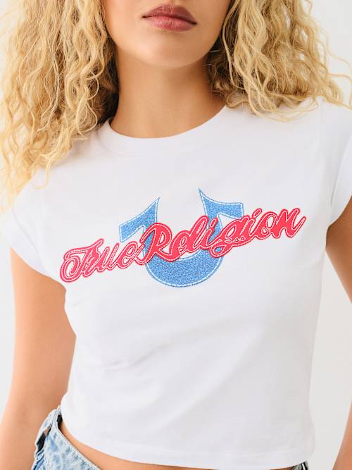 ДЕТСКАЯ ФУТБОЛКА С НАШИВКОЙ-ЛОГОТИПОМ НА МАНЖЕТЕ