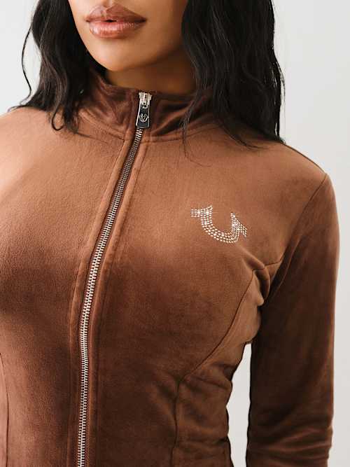 CRYSTAL HORSESHOE VELOUR TRACK JACKET
