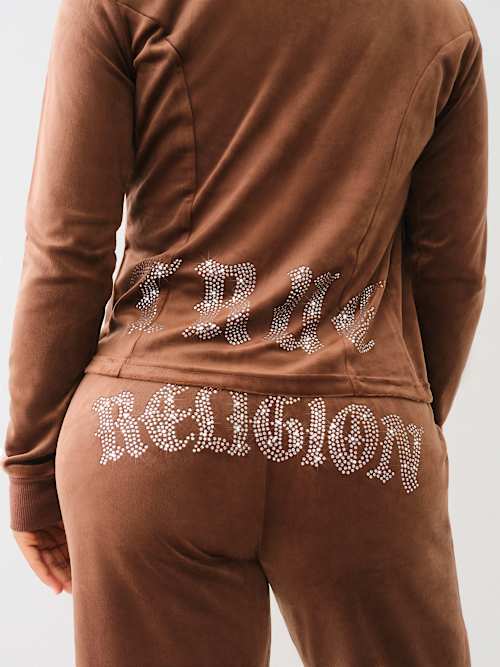 КУРТКА ДЛЯ ТРЕКИНГА ИЗ ВЕЛЮРА С ПРИНТОМ «ПОДКОВА ИЗ КРИСТАЛЛОВ»